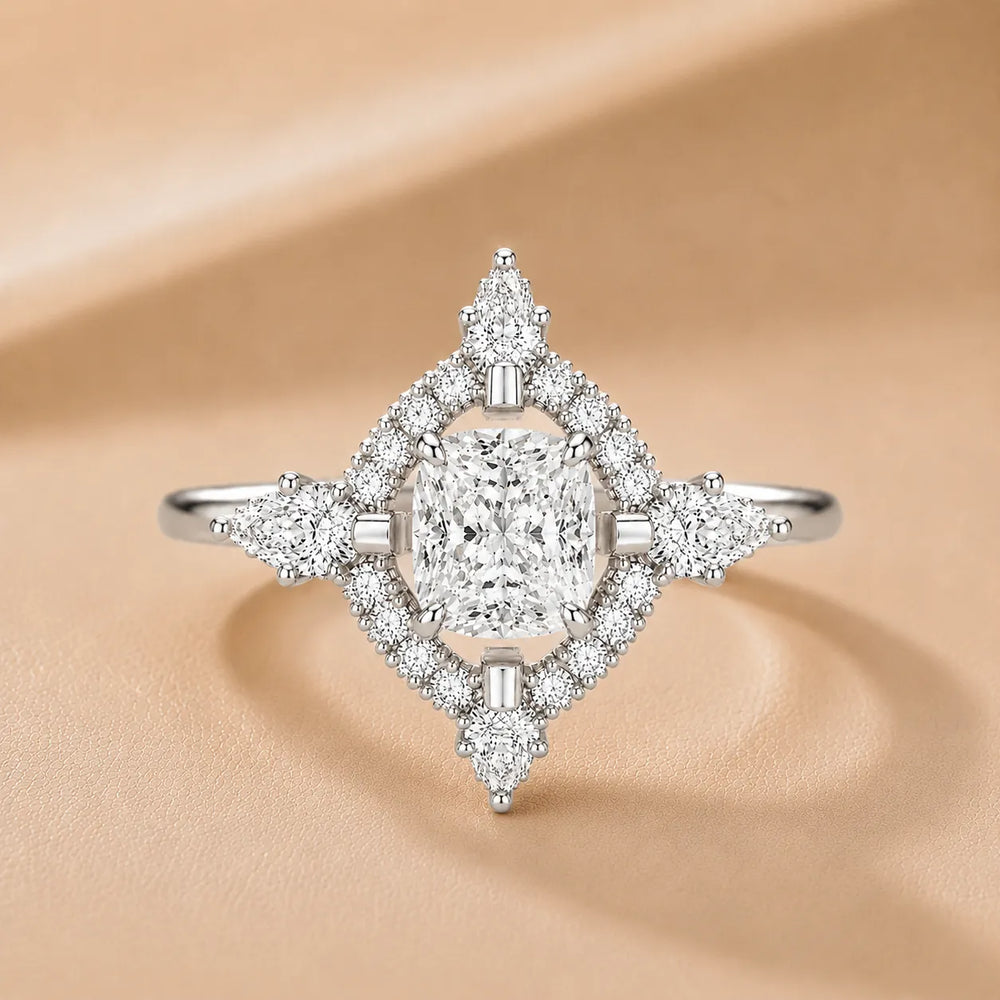 Pear Cut Luminous Halo Ring