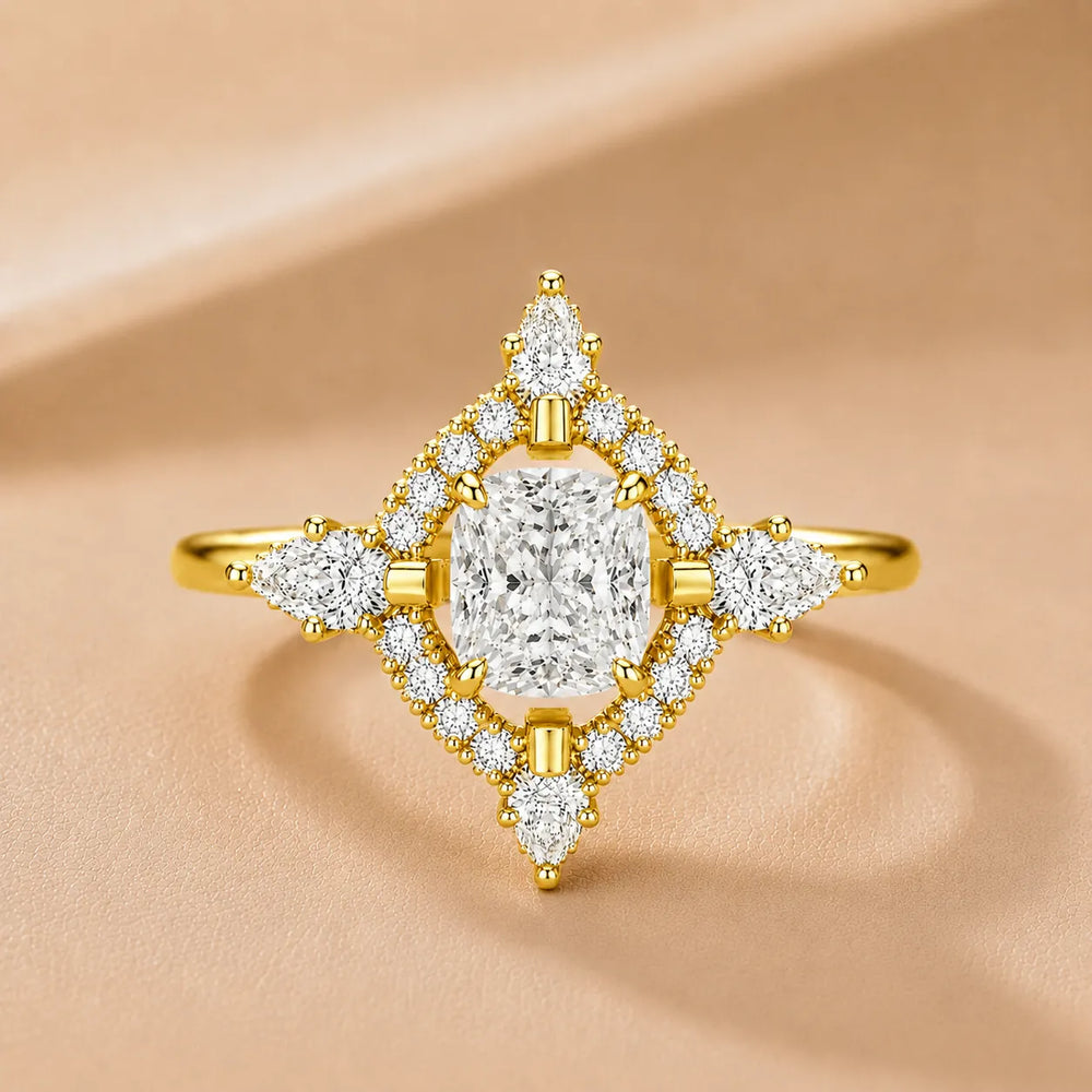 Pear Cut Luminous Halo Ring