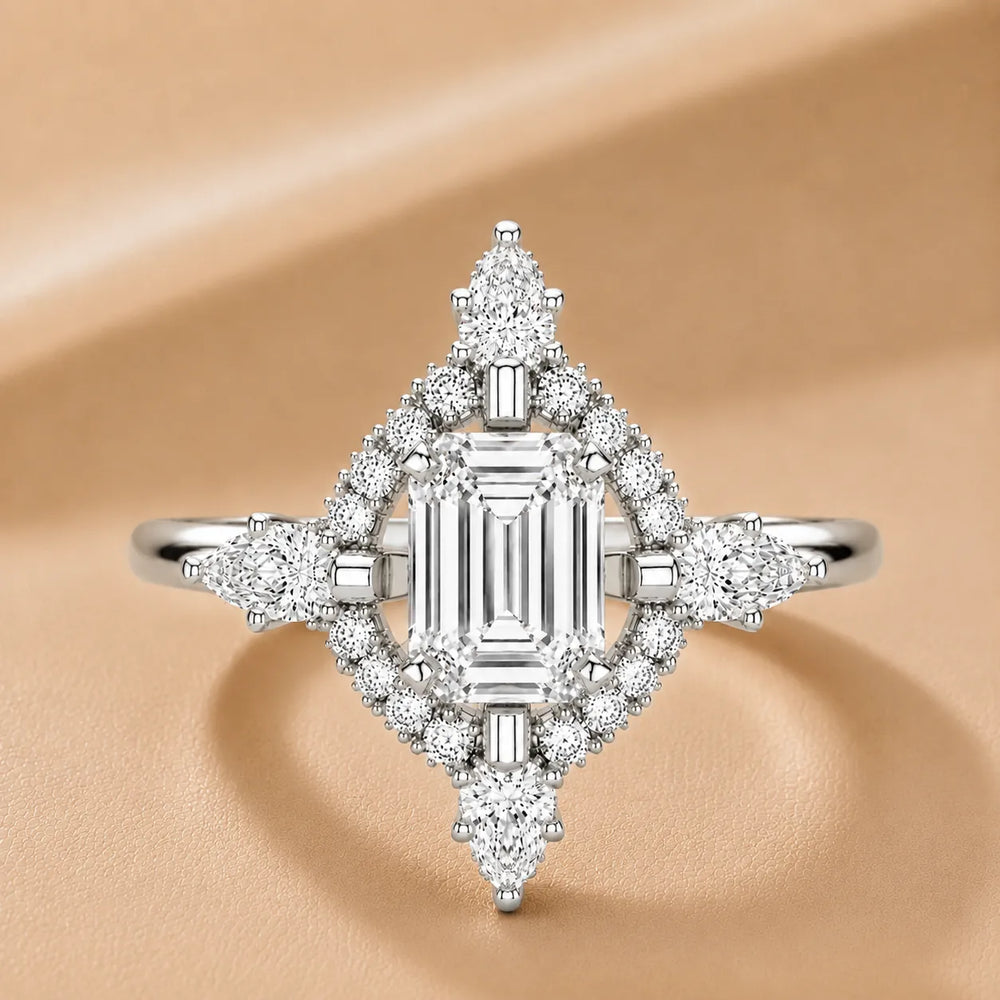 Pear Cut Luminous Halo Ring
