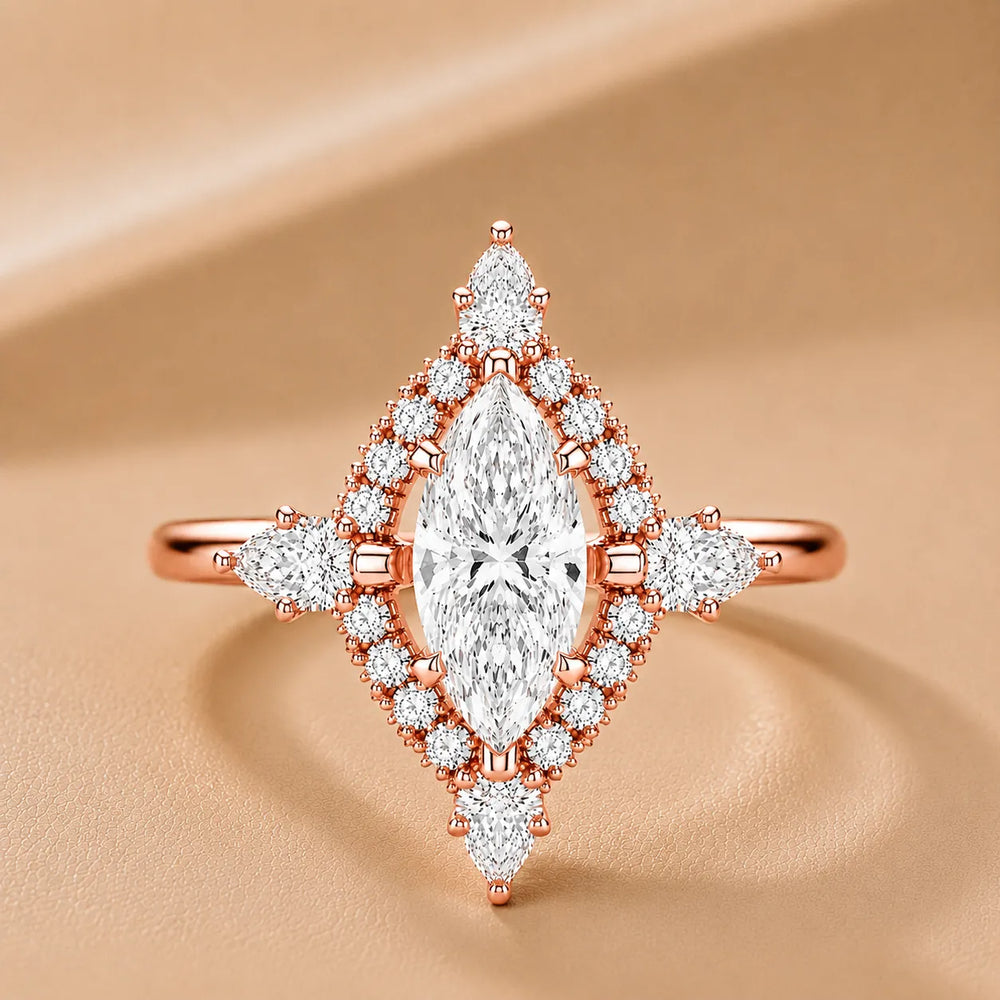 Pear Cut Luminous Halo Ring