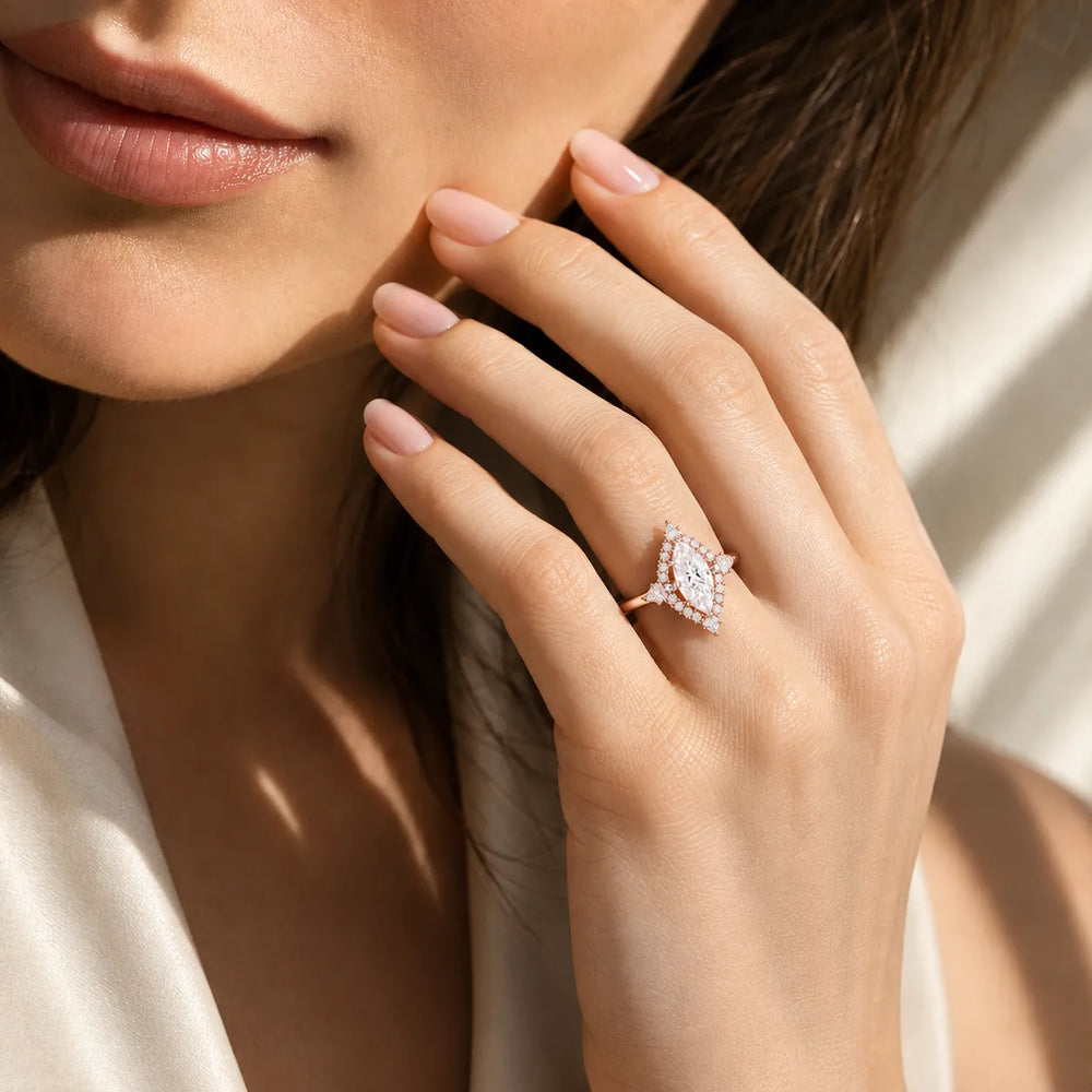 Pear Cut Luminous Halo Ring