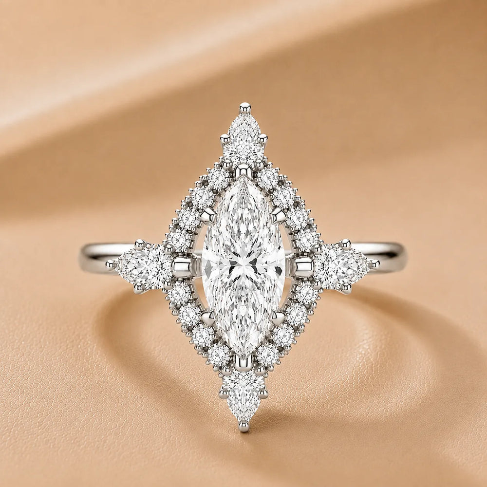 Pear Cut Luminous Halo Ring