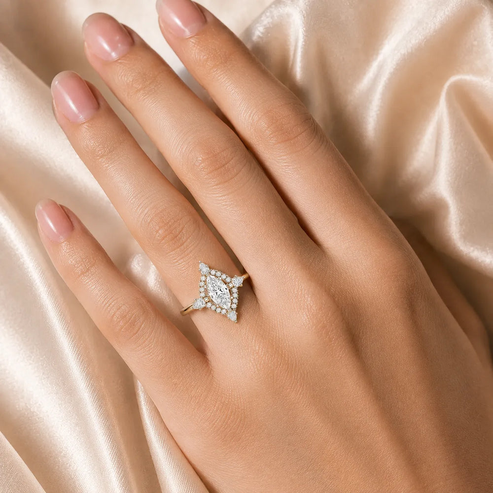 Pear Cut Luminous Halo Ring
