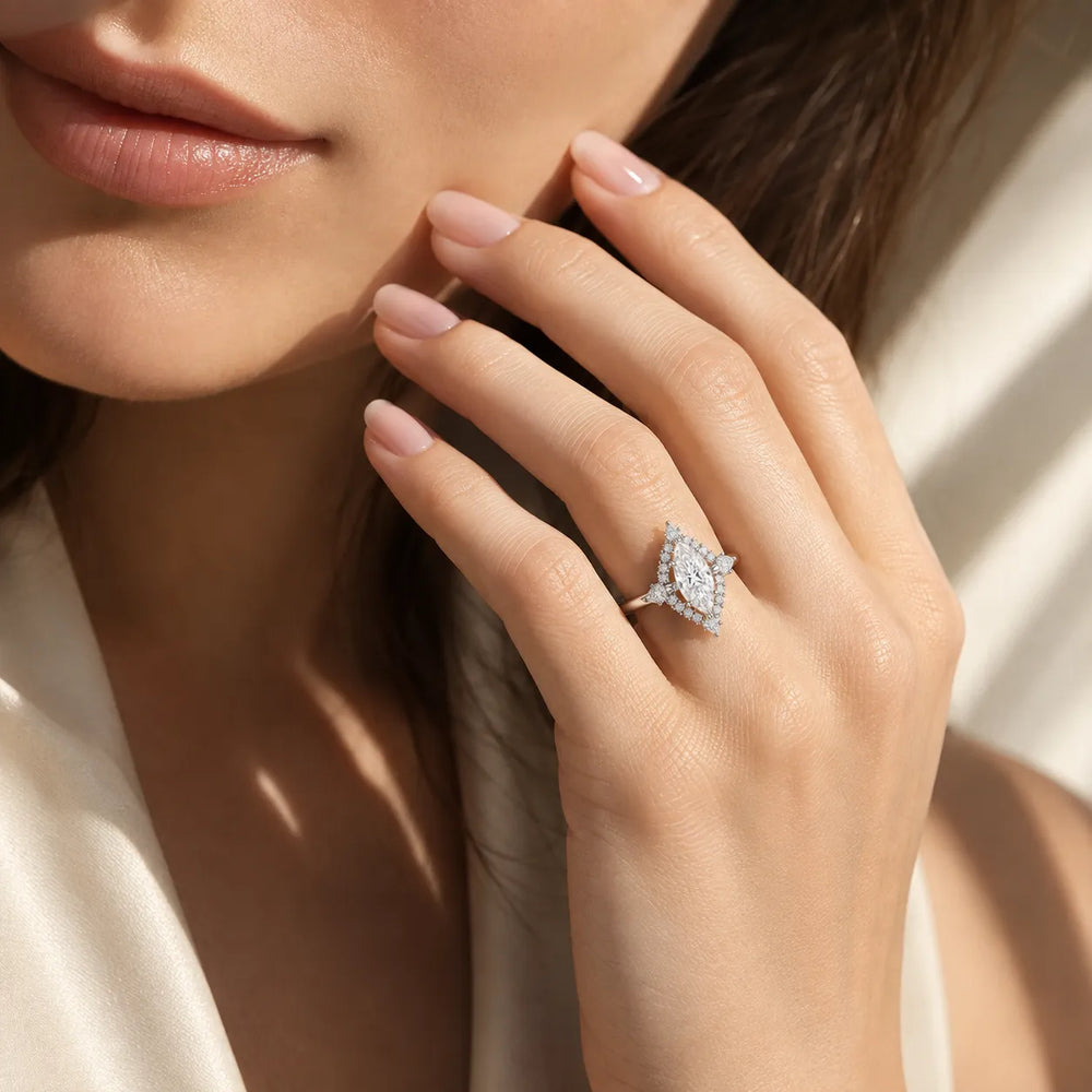 Pear Cut Luminous Halo Ring
