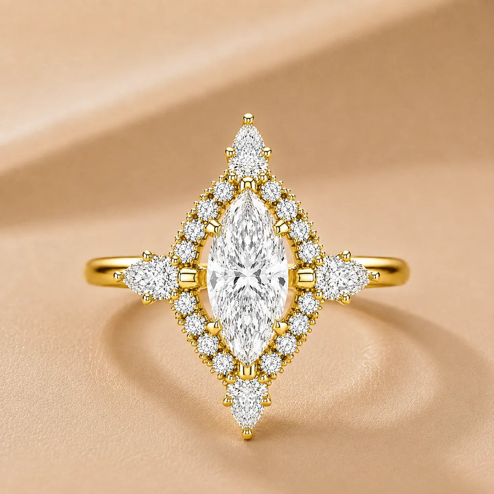 Pear Cut Luminous Halo Ring