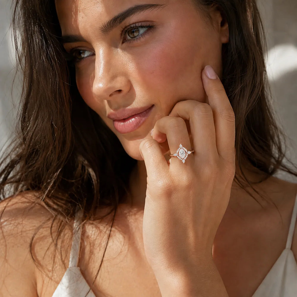 Pear Cut Luminous Halo Ring