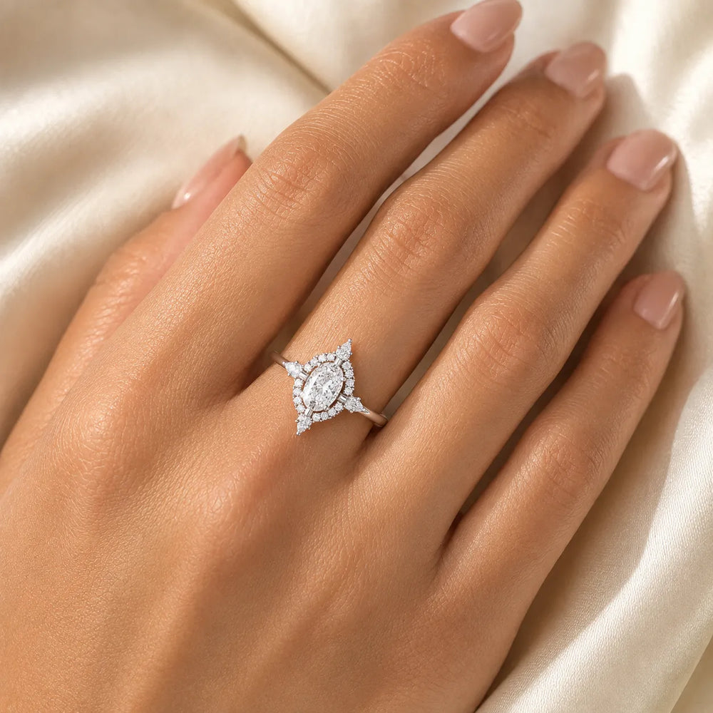 Pear Cut Luminous Halo Ring