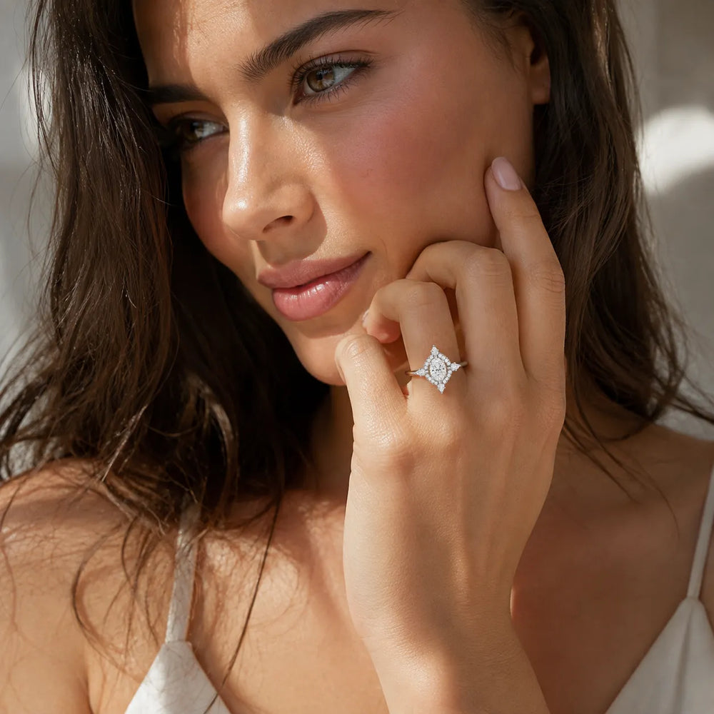 Pear Cut Luminous Halo Ring