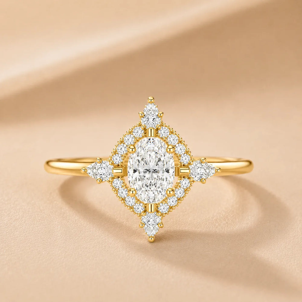 Pear Cut Luminous Halo Ring