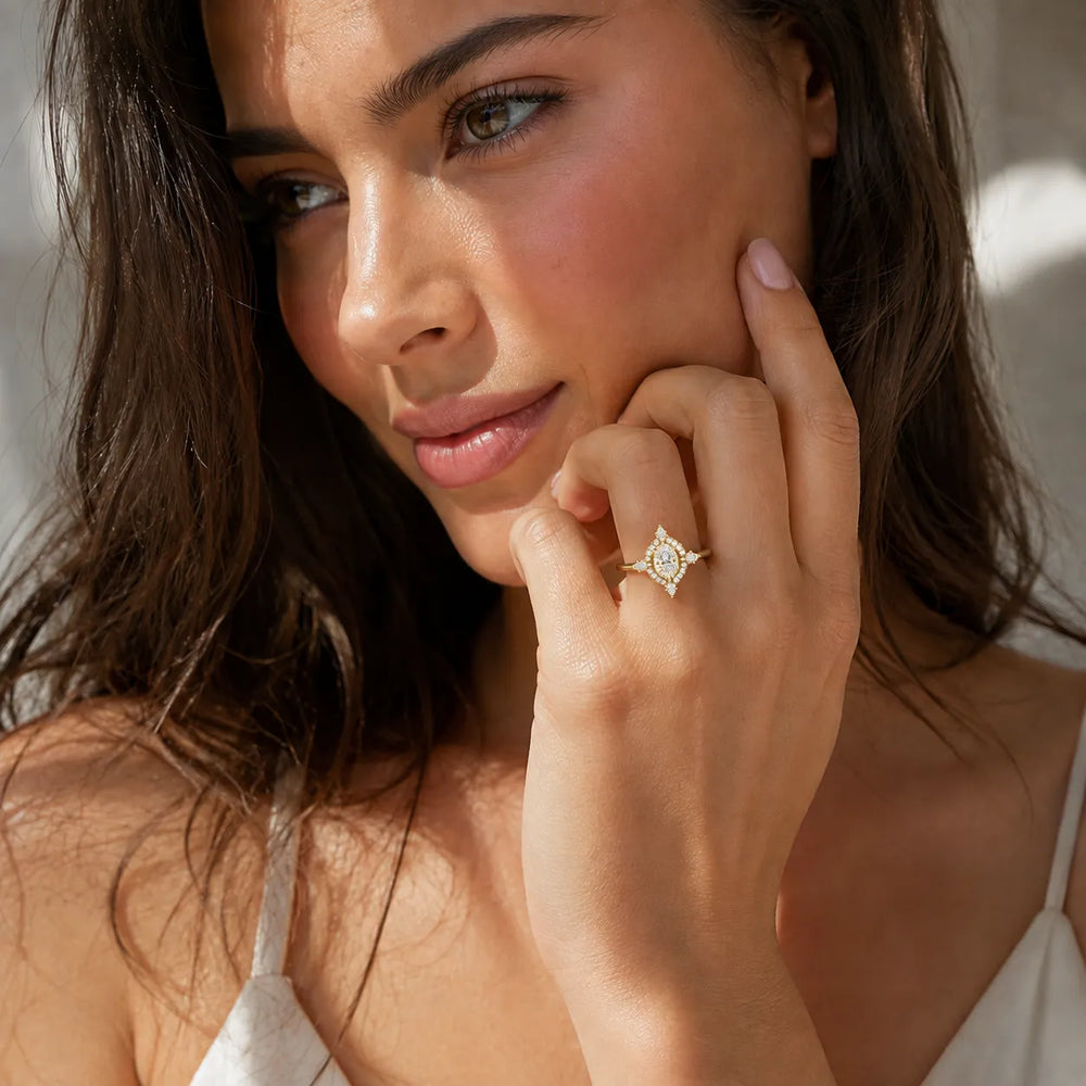 Pear Cut Luminous Halo Ring