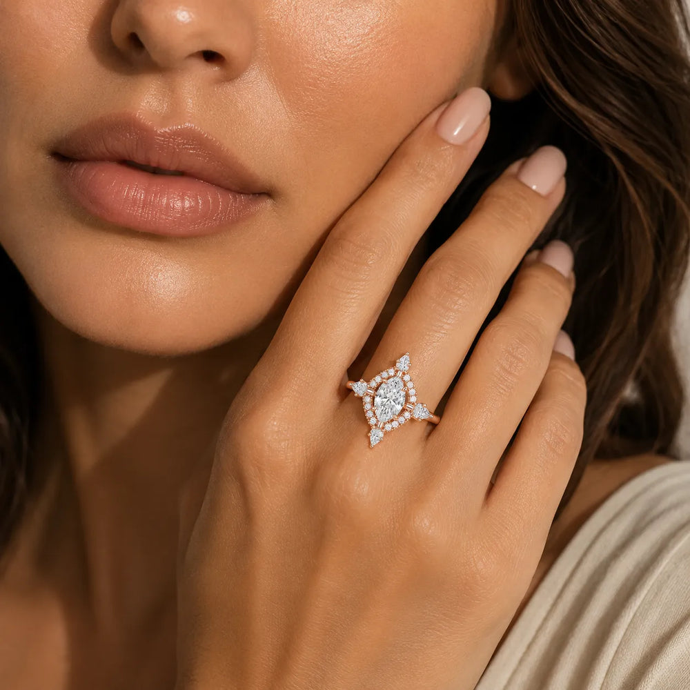 Pear Cut Luminous Halo Ring