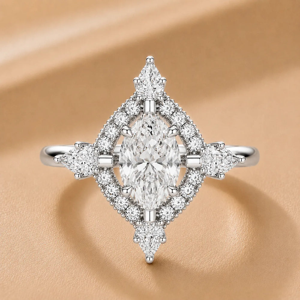 Pear Cut Luminous Halo Ring