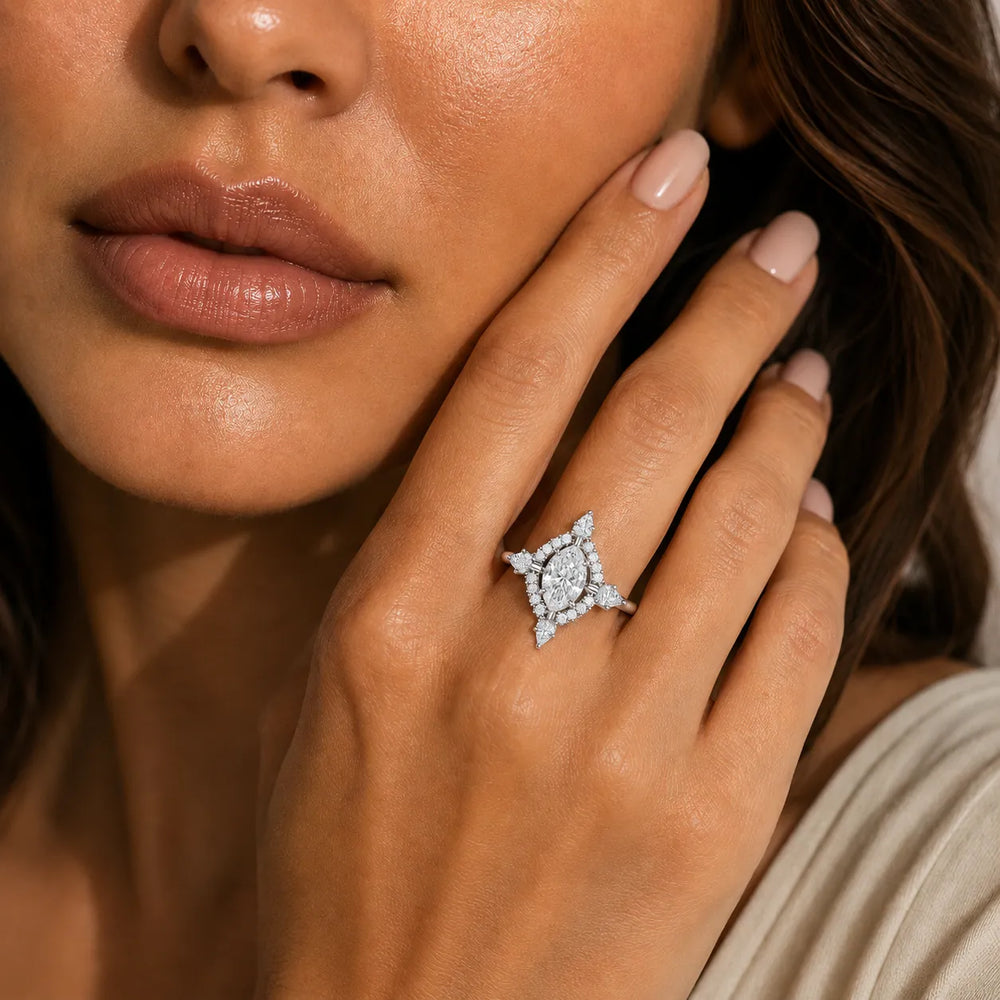 Pear Cut Luminous Halo Ring
