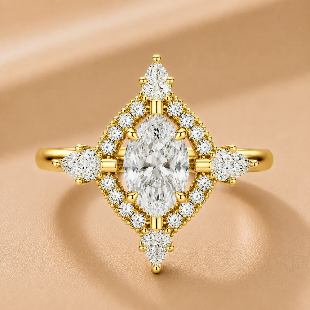 Pear Cut Luminous Halo Ring