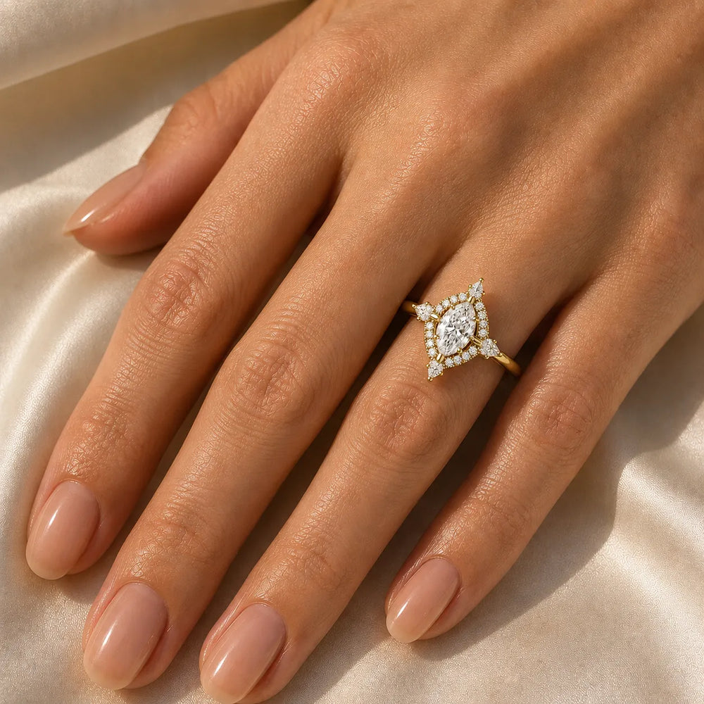 Pear Cut Luminous Halo Ring