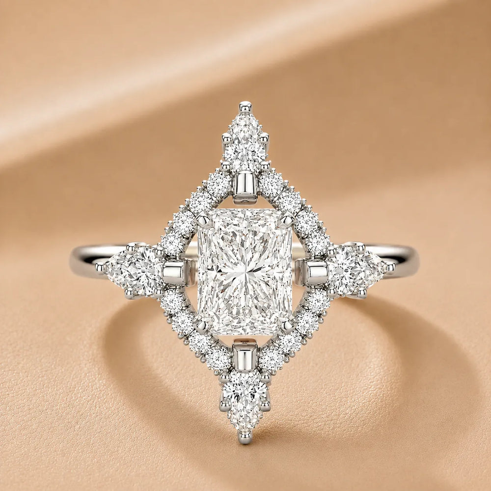 Pear Cut Luminous Halo Ring