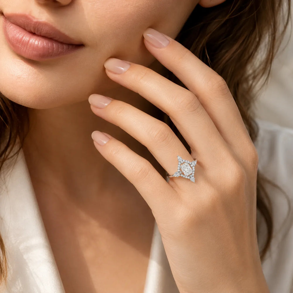 Pear Cut Luminous Halo Ring