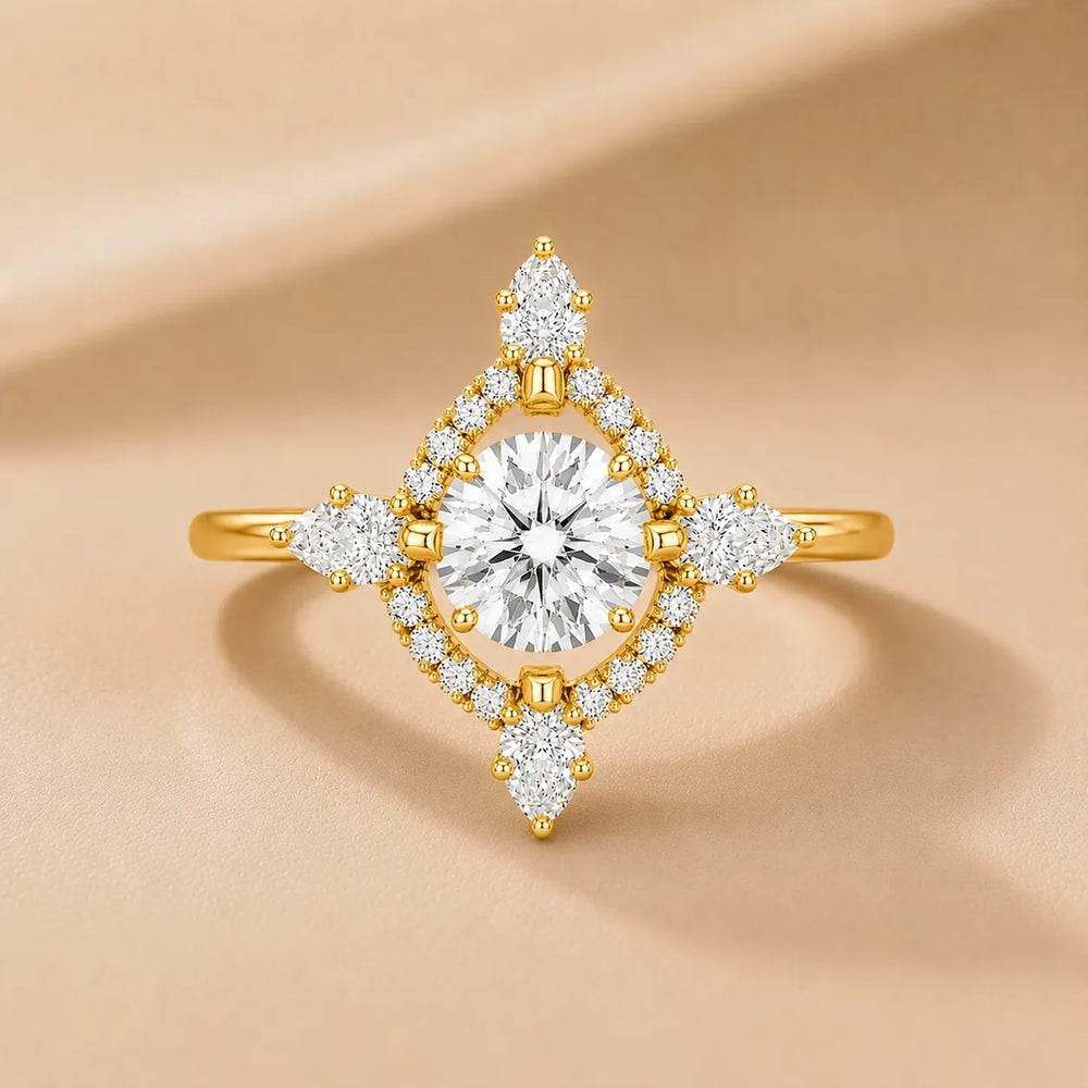Pear Cut Luminous Halo Ring