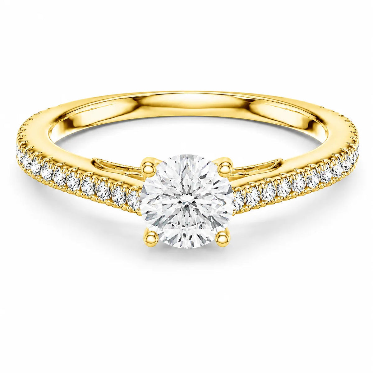 Luminous Promise Ring with Elegance – Round (14K Yellow Gold)