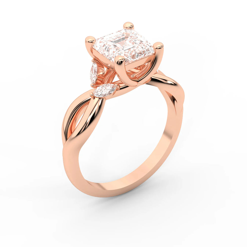 Luna Glow Twisted Round Diamond Engagement Ring