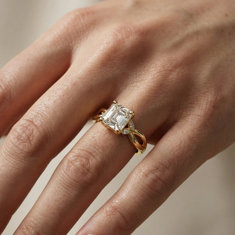 Luna Glow Twisted Round Diamond Engagement Ring