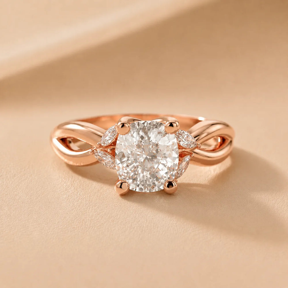 Luna Glow Twisted Round Diamond Engagement Ring