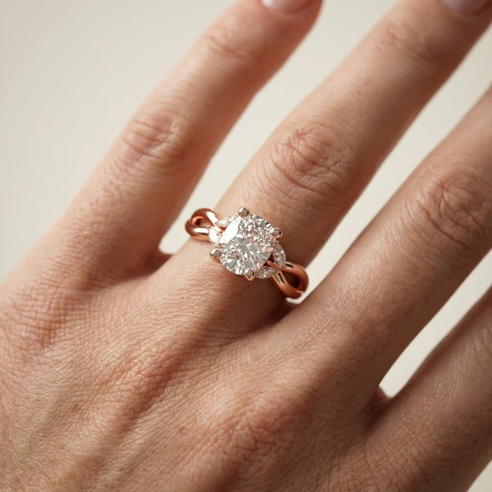 Luna Glow Twisted Round Diamond Engagement Ring