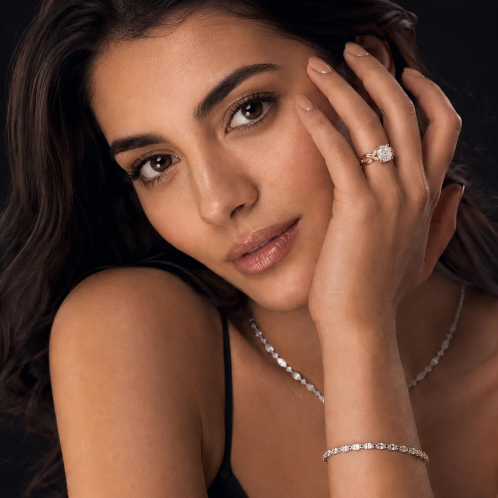 Luna Glow Twisted Round Diamond Engagement Ring