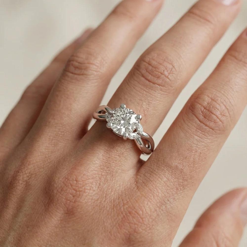 Luna Glow Twisted Round Diamond Engagement Ring