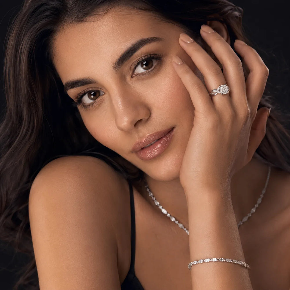 Luna Glow Twisted Round Diamond Engagement Ring