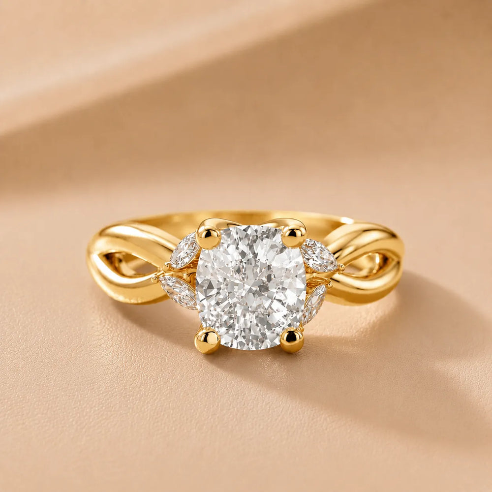 Luna Glow Twisted Round Diamond Engagement Ring