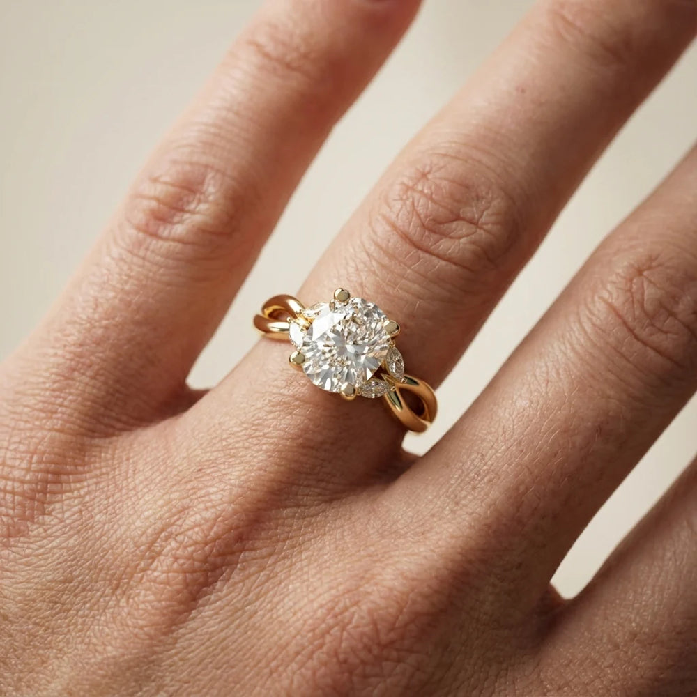 Luna Glow Twisted Round Diamond Engagement Ring