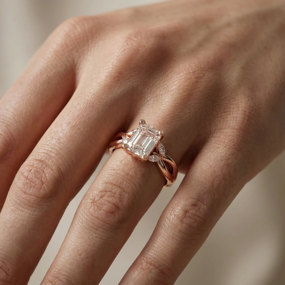 Luna Glow Twisted Round Diamond Engagement Ring