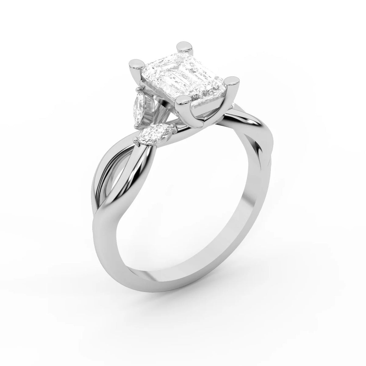 Luna Glow Twisted Round Diamond Engagement Ring