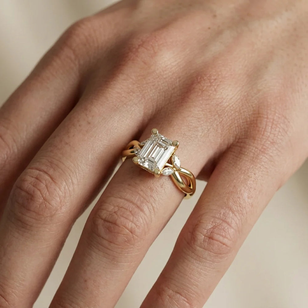 Luna Glow Twisted Round Diamond Engagement Ring