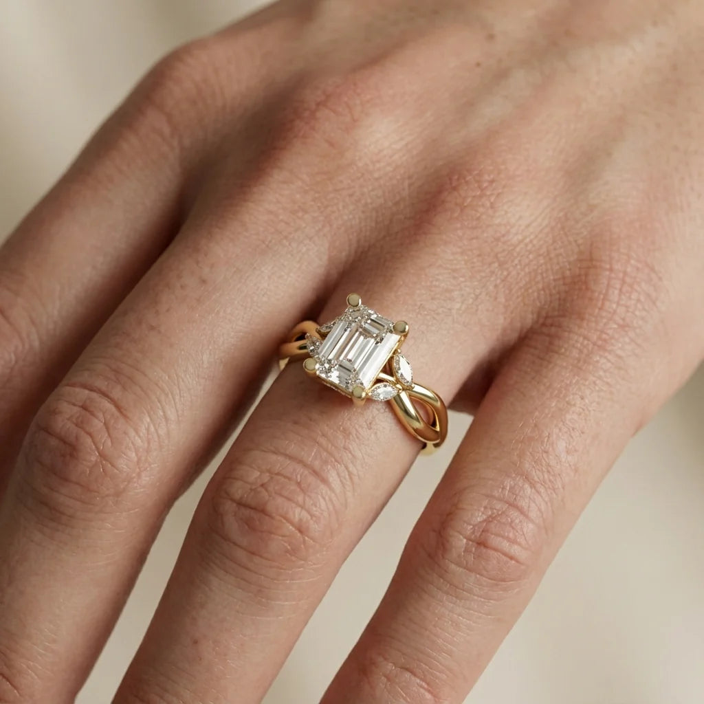 Luna Glow Twisted Round Diamond Engagement Ring