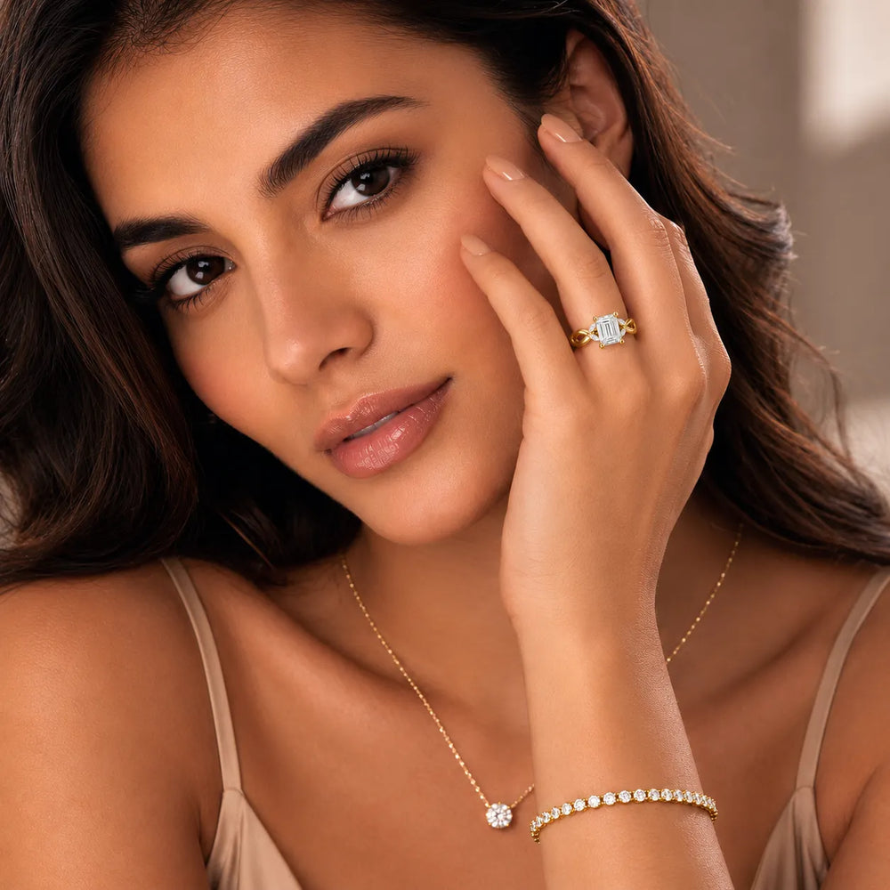 Luna Glow Twisted Round Diamond Engagement Ring
