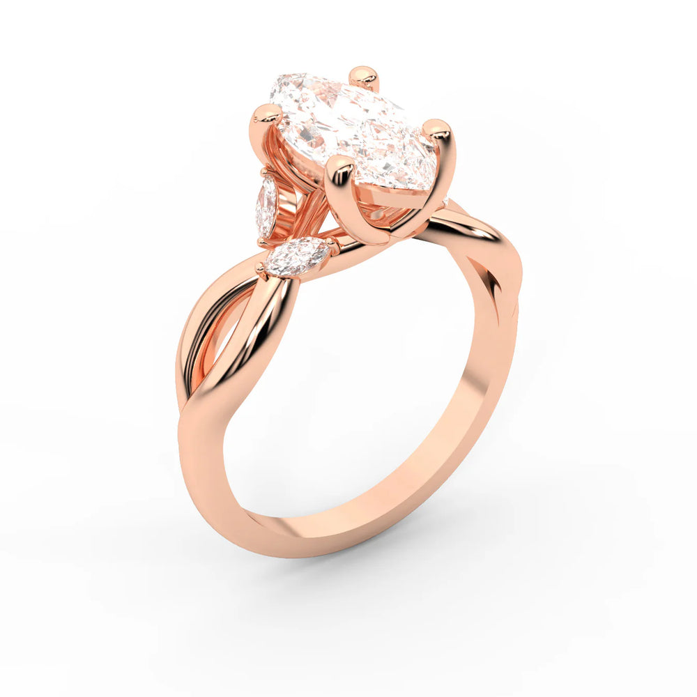 Luna Glow Twisted Round Diamond Engagement Ring