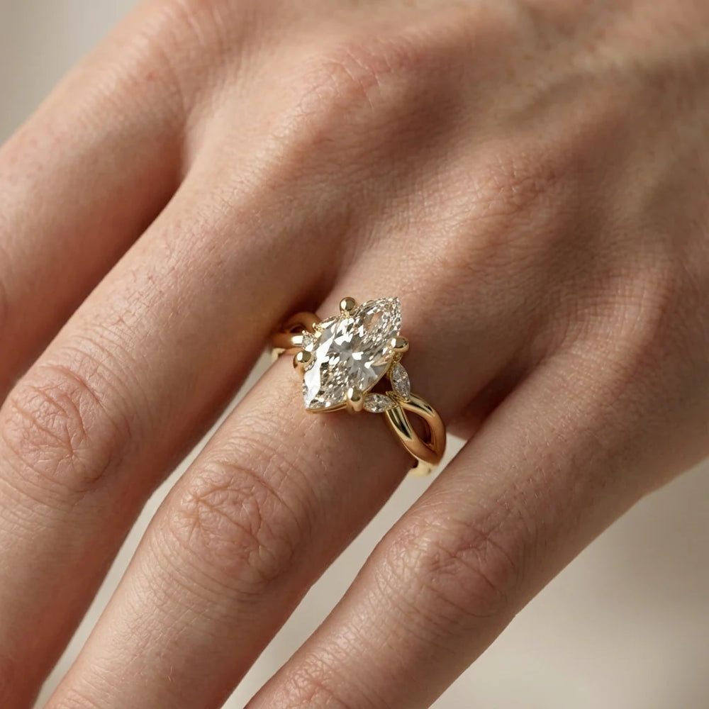 Luna Glow Twisted Round Diamond Engagement Ring