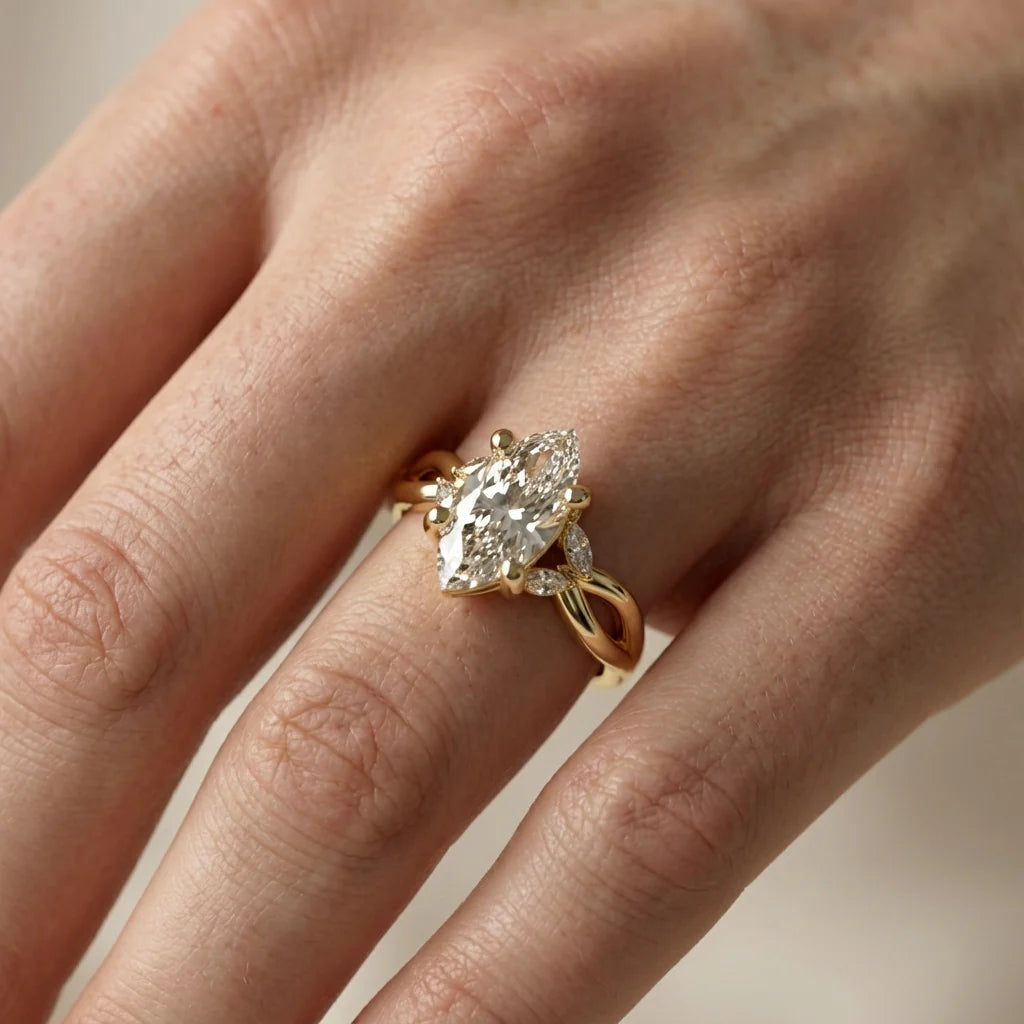 Luna Glow Twisted Round Diamond Engagement Ring