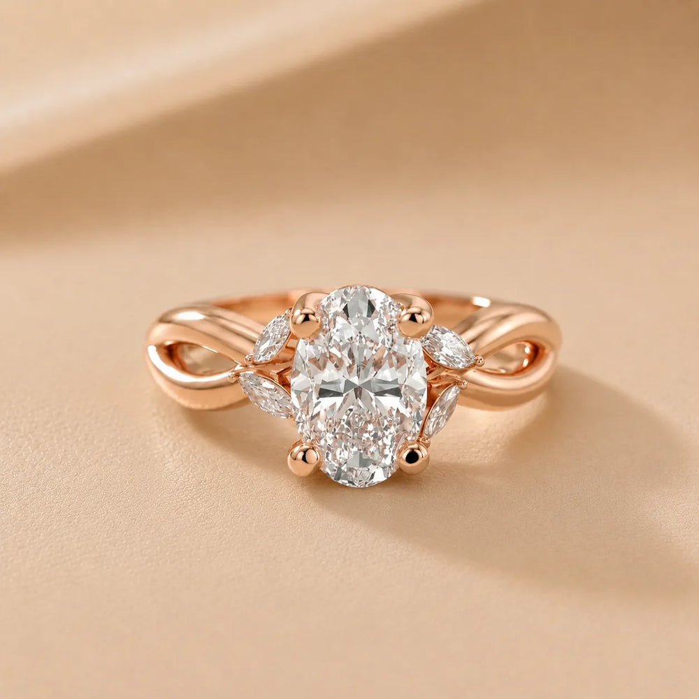 Luna Glow Twisted Round Diamond Engagement Ring
