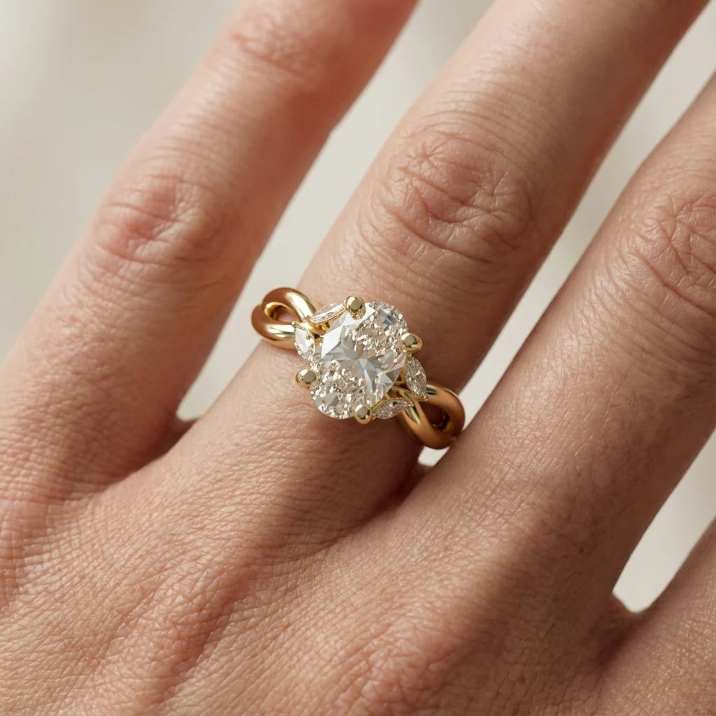 Luna Glow Twisted Round Diamond Engagement Ring