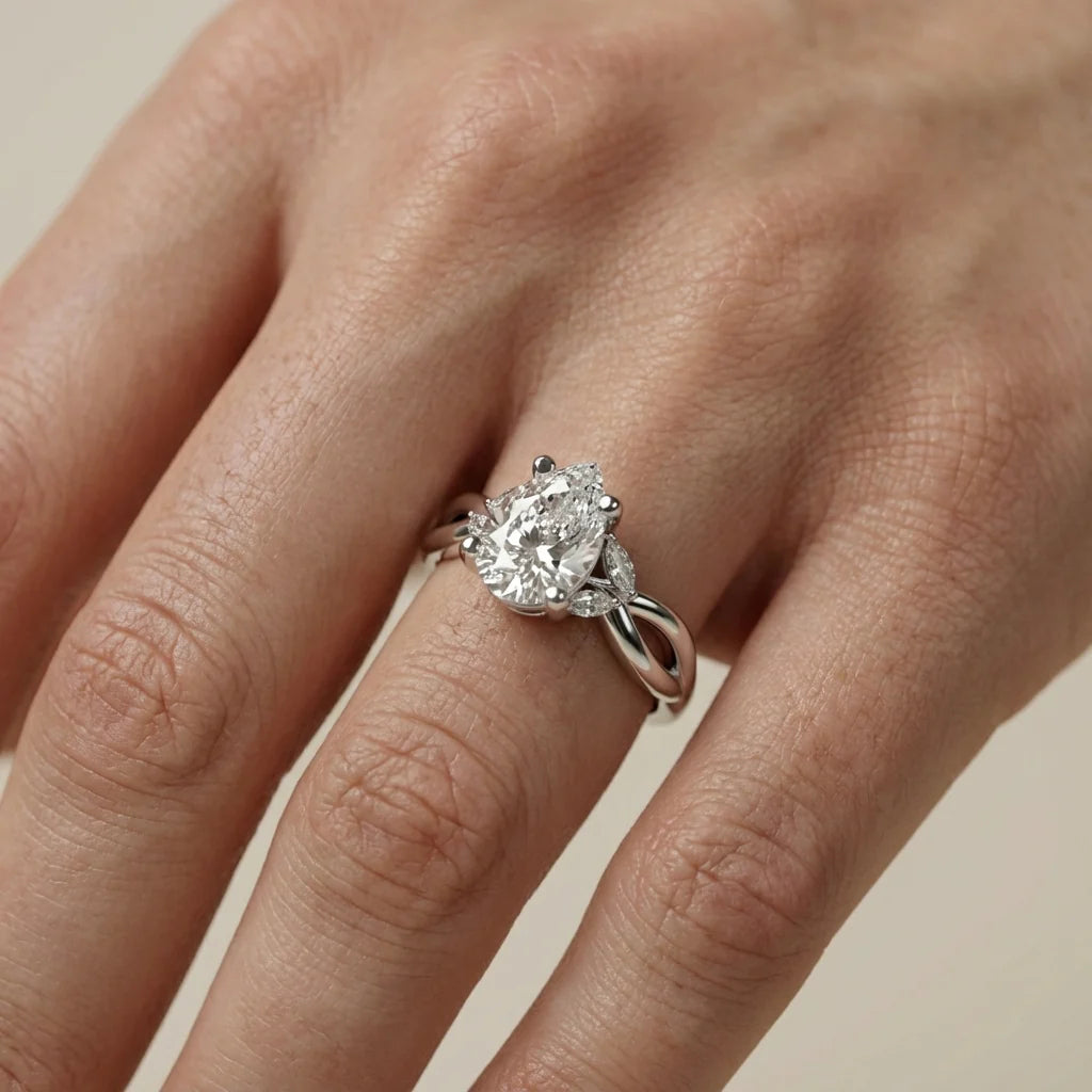 Luna Glow Twisted Round Diamond Engagement Ring