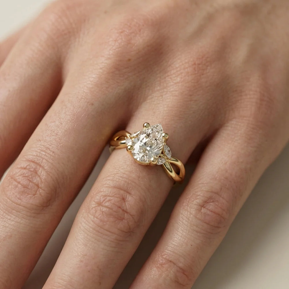 Luna Glow Twisted Round Diamond Engagement Ring