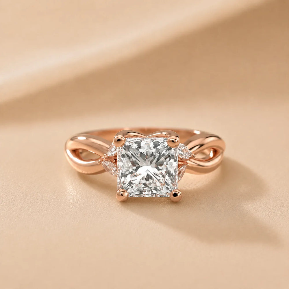 Luna Glow Twisted Round Diamond Engagement Ring