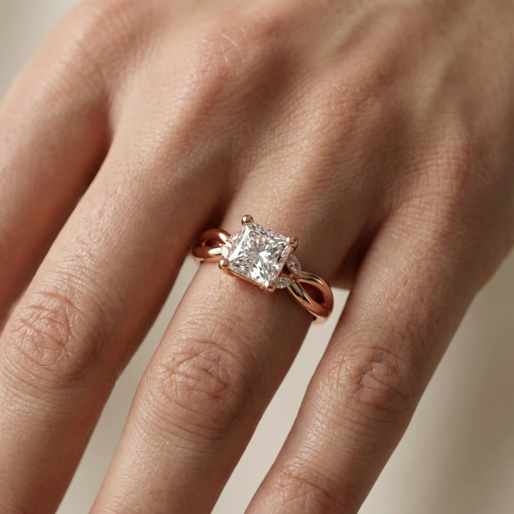 Luna Glow Twisted Round Diamond Engagement Ring