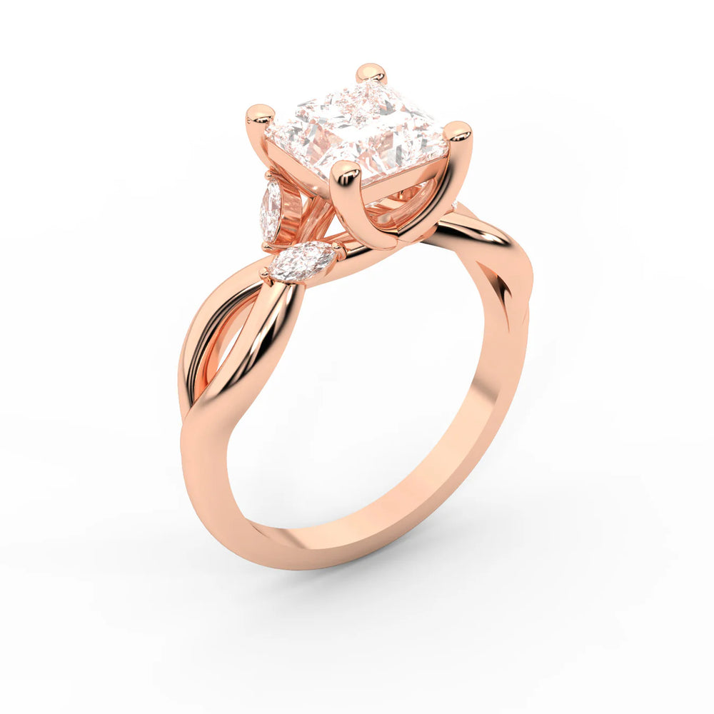 Luna Glow Twisted Round Diamond Engagement Ring
