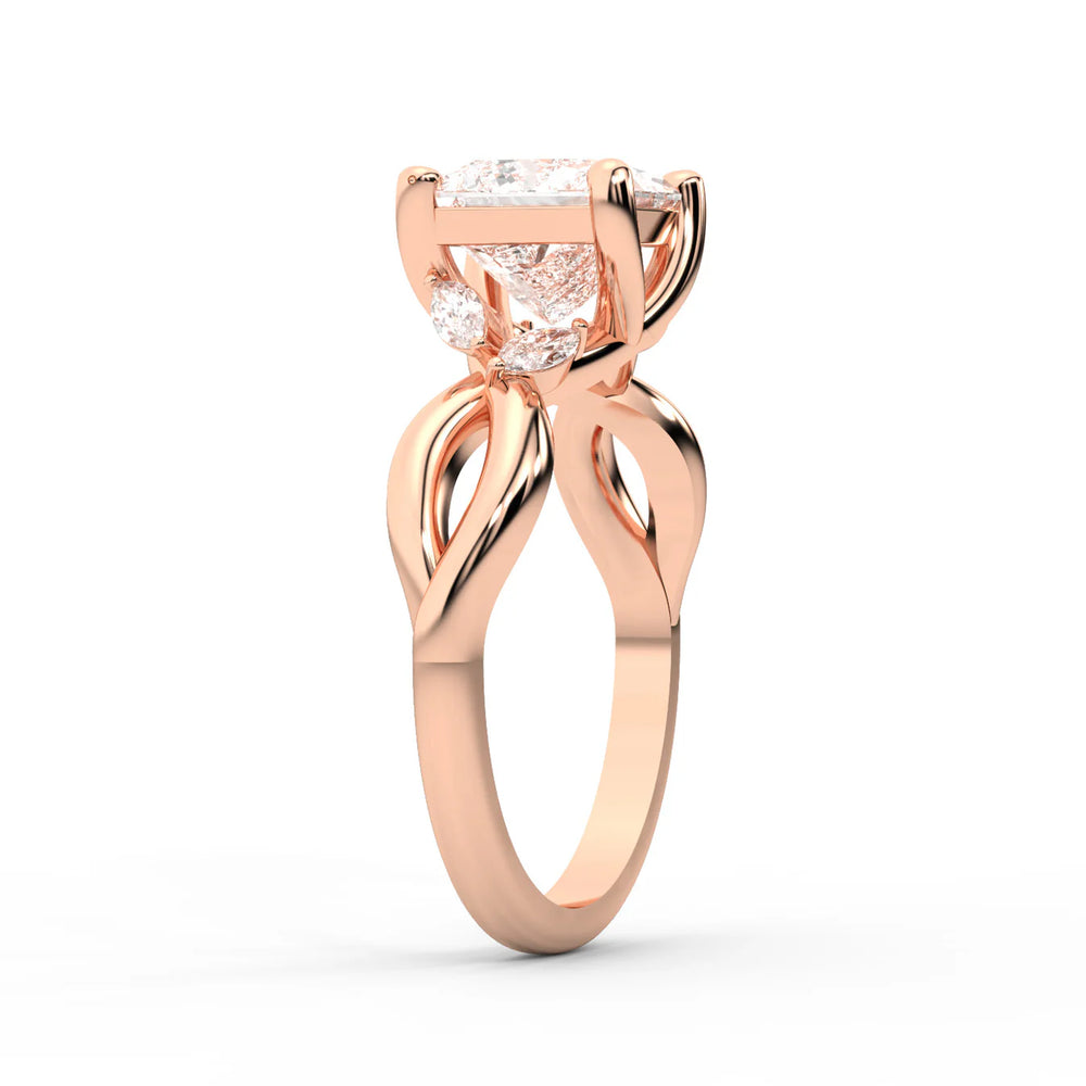 Luna Glow Twisted Round Diamond Engagement Ring
