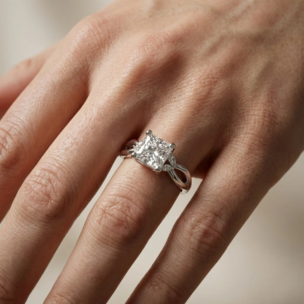 Luna Glow Twisted Round Diamond Engagement Ring