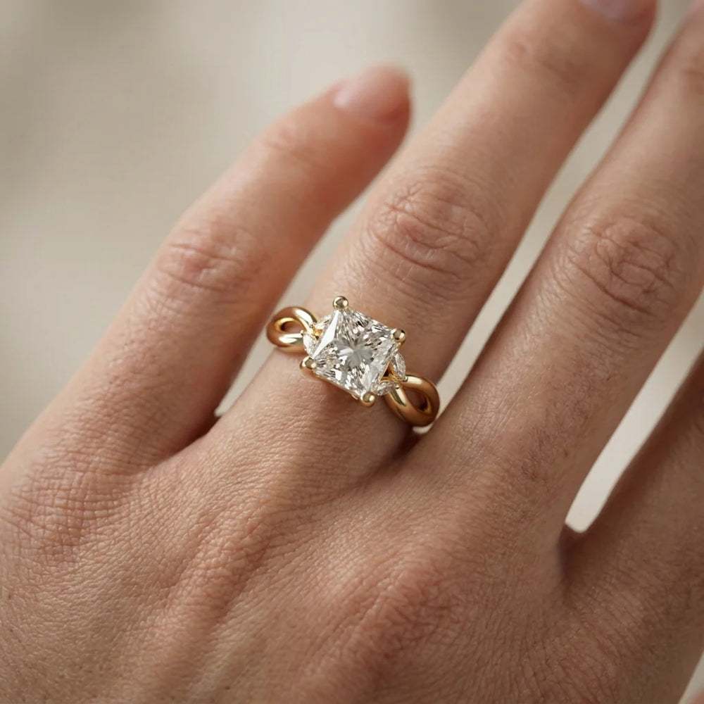 Luna Glow Twisted Round Diamond Engagement Ring
